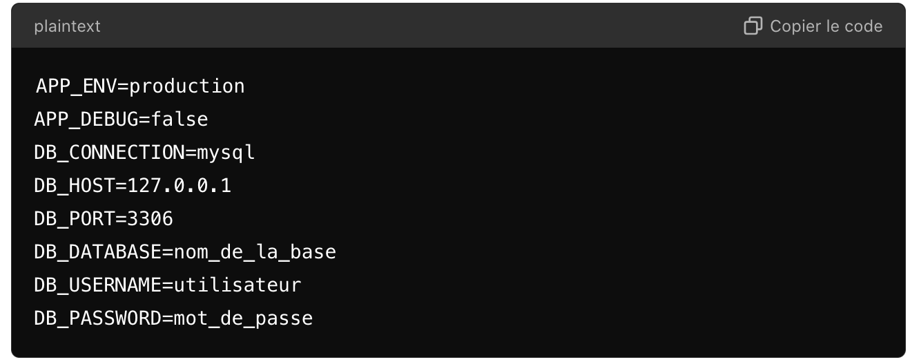 Exemple de fichier .env :

