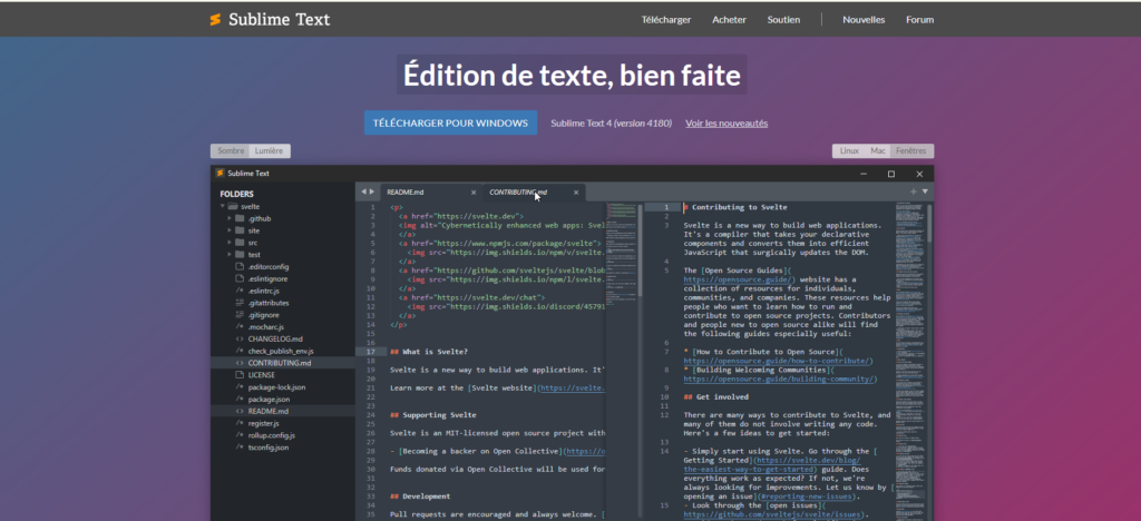 Éditeurs de texte- Sublime Text.